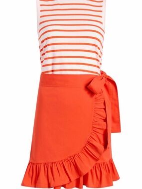 cinq a sept Orange Ruffle Wrap Mini Dress
